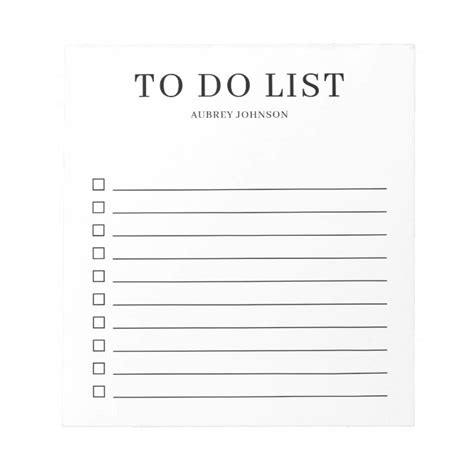 Simple Elegant To Do List Notepad Zazzle