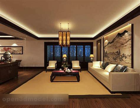 Chinese Style Living Room Scene Free 3d Model Max Open3dmodel