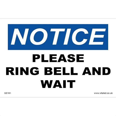 Ge191 Notice Please Ring Bell And Wait Sign Attention Reception Desk