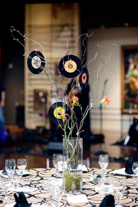 Using 45 Records Centerpieces Disco Birthday Party Music