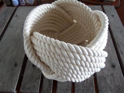 Nautical Decor Cotton Rope Bowl Basket 10 X 8 Large Tightly Woven