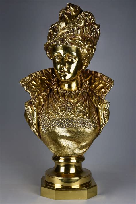Late 19thc French Gilt Bronze Bust Figure Of A Victorian Lady By Ernest