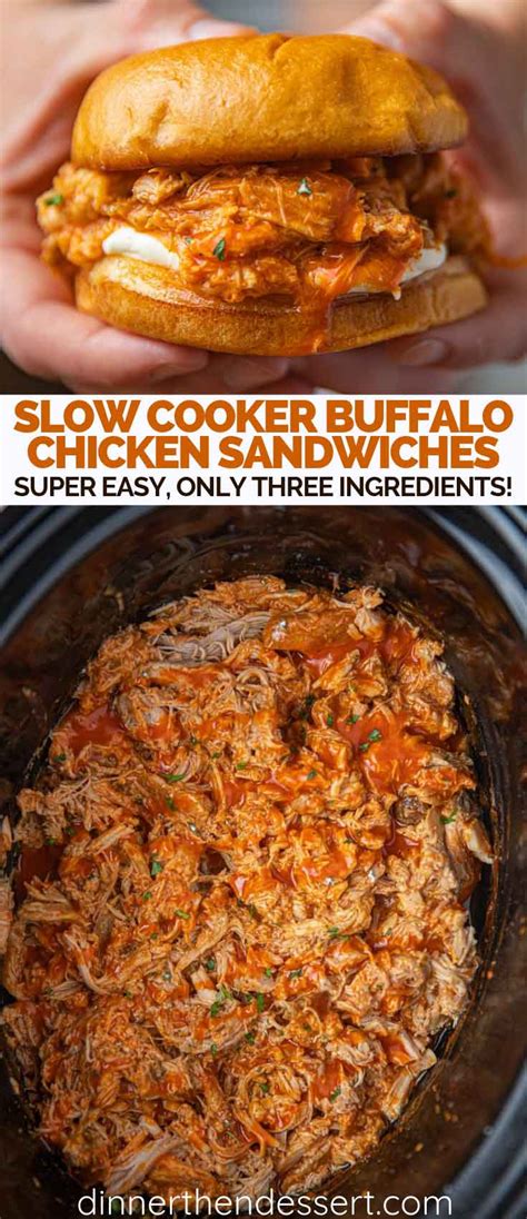 Slow Cooker Buffalo Chicken Sandwiches Dinner Then Dessert