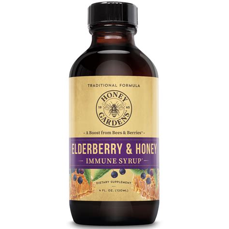 Honey Gardens Elderberry Syrup With Grade A Raw Honey Propolis