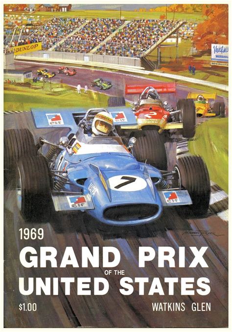 1969 Us Grand Prix Poster F1 Formula1 Formulaone Vintage Racing