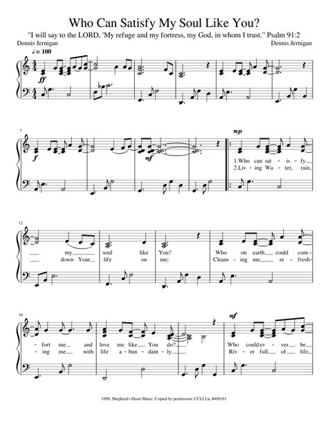 Who Can Satisfy My Soul Like You Sheet Music For Piano Solo Easy