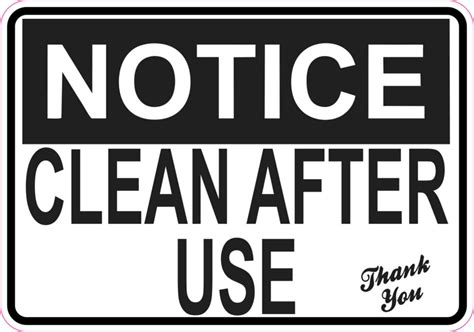 5in X 35in Notice Clean After Use Thank You Sticker Vinyl Sign Stickers