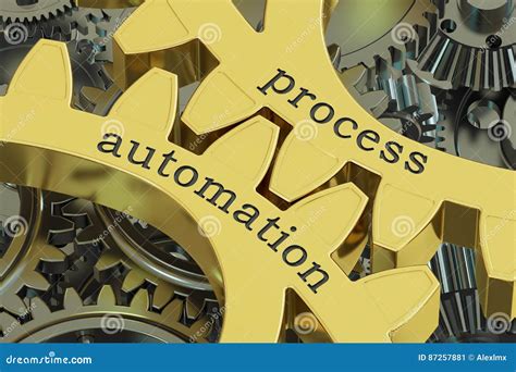 Process Automation Concept On The Gears 3d Rendering Stock