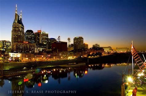 Nashville Skyline At Night Photographed From The Pedestria Flickr