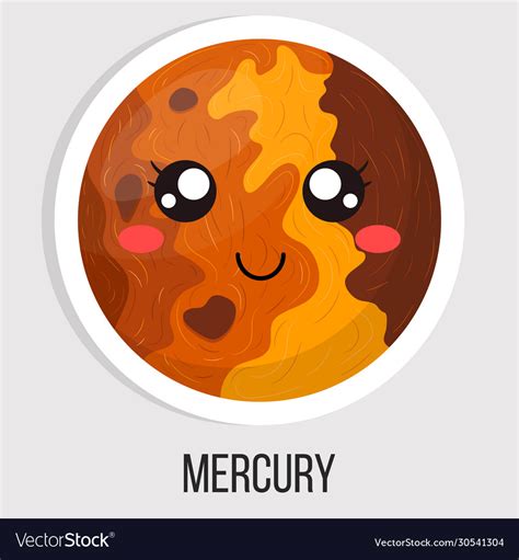 Cartoon Cute Mercury Planet Isolated On White Vector Image