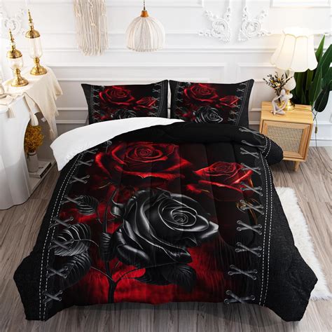 Amazon Com AILONEN Red Rose Comforter Set Full Size 3D Red Floral