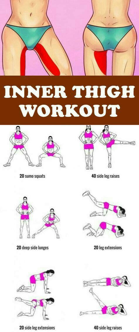 A Womans Body Is Shown With The Instructions To Do An Inner Thigh Workout