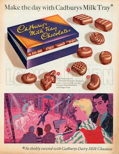 Cadburys Milk Tray Chocolates Advertisement 1958 Stock Image Look