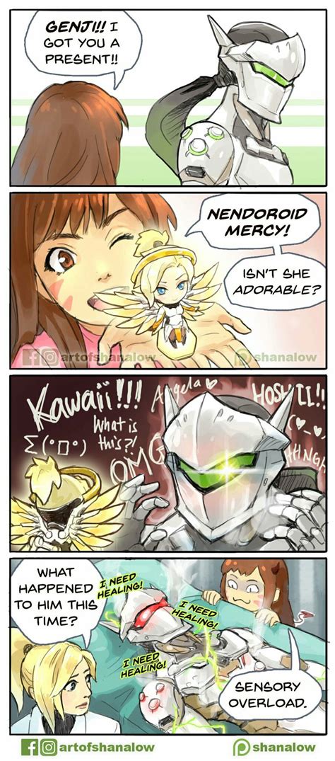Genji Loves Kawaii Mercy Overwatch Comic Overwatch Funny Overwatch