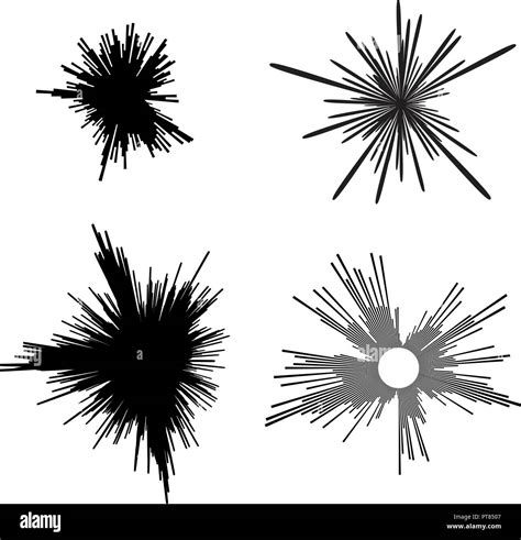 Vector Abstract Radial Line Burst Black Explosion Isolated On White