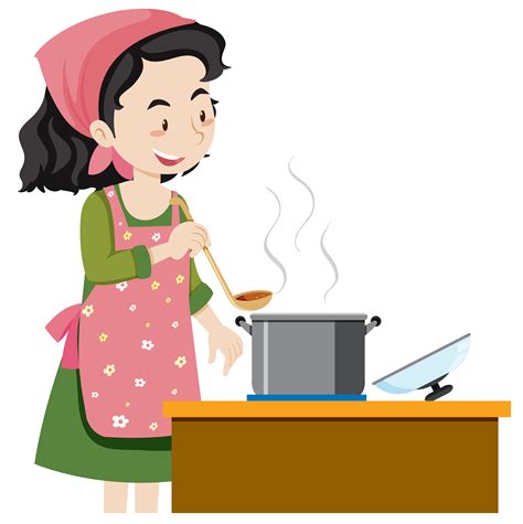 chef mom vector clip art illustration with simple gra