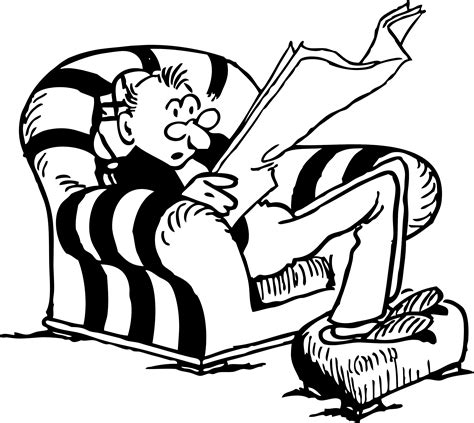 Free Retro Clipart Illustration Of A Man Sitting On Chair While Reading