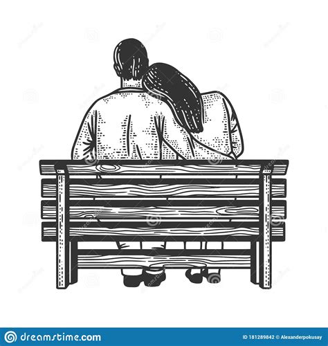 Couple On Bench Sketch Vector Illustration Stock Vector Illustration