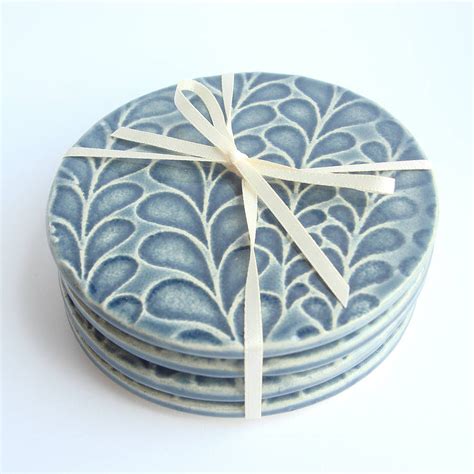 Set Of Four Or Six Blue Ceramic Coasters By Lauren Denney | notonthehighstreet.com