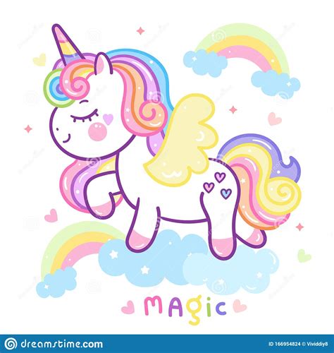 Beautiful Pony Vector Cute Unicorn Cartoon Girly Doodles Kawaii Animal
