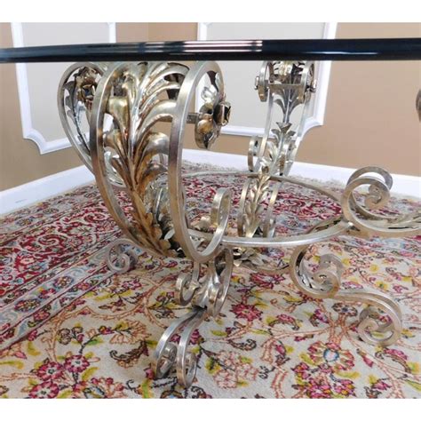 Round nesting side table end table with metal frame and glass top, mustard gold. Silver Chrome Colored Metal Base Glass Top 42" Diameter ...