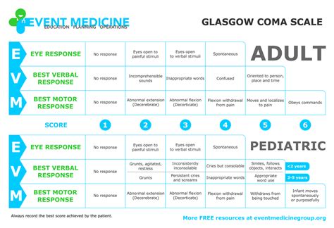 Glasgow Coma Scale Adult And Pediatrics Check On Grepmed