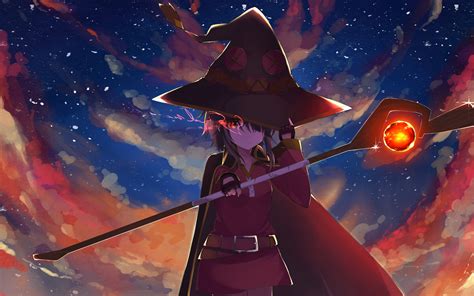 Free Download Hd Wallpaper Konosuba Megumin Witch Staff Magic