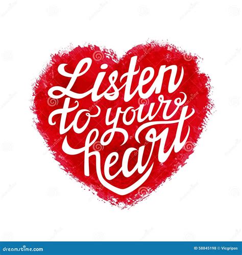 Hand Lettering Typography Poster Listen To Your Heart Stock Vector