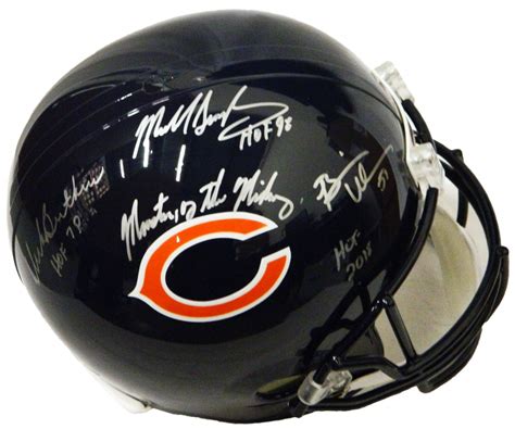Dick Butkus Mike Singletary And Brian Urlacher Signed Bears Full Size Helmet Inscribed Monsters