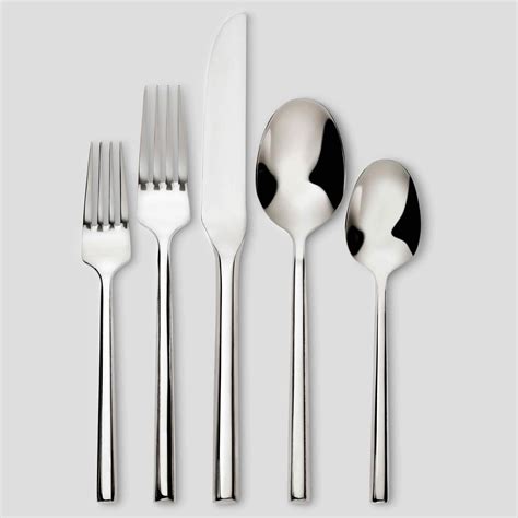 flatware silverware stainless target steel sets project 20pc modern oneida izon mirror cutlery silver utensils continuim clean courtesy kitchen