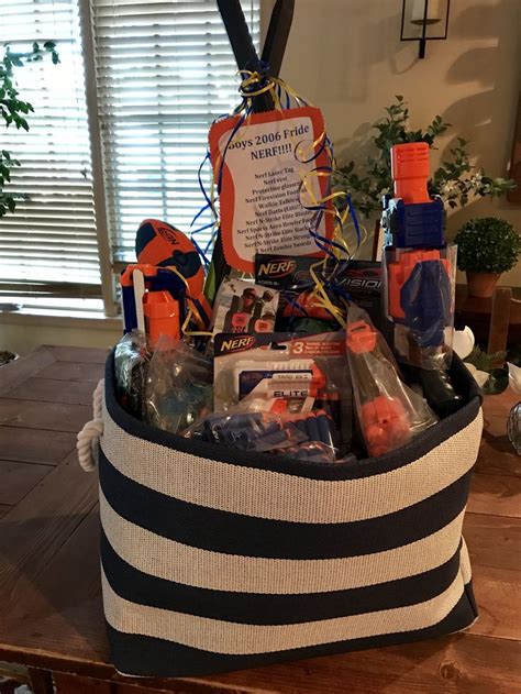 Basic raffle ticket flyer for three cash prizes and basic information about the event. Nerf Raffle Basket | Silent auction baskets, Silent ...