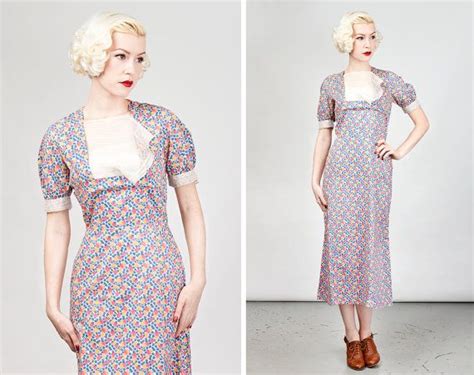 Reserved Vintage 1930s Floral Print Cotton Day Dress Etsy 1930