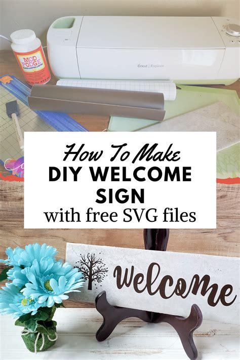 Simple Diy Welcome Sign For Cricut With Free Cut Files Color Me Crafty