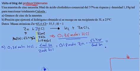 Reacciones Químicas Estequiometria Cálculos Con Disoluciones 04b