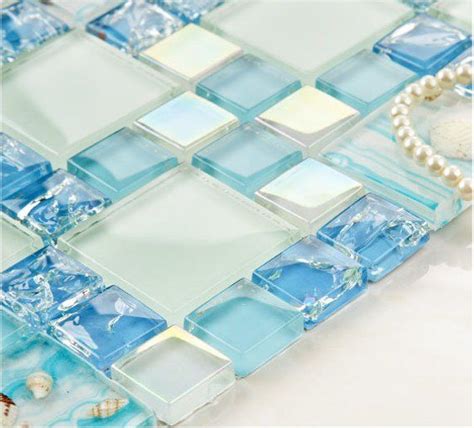 Blue Sparkly Backsplash Tile Crackled Crystal Glass Tile Etsy Mosaic