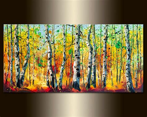 Birch Tree Forest Textured Palette Knife Landscape Painting Etsy