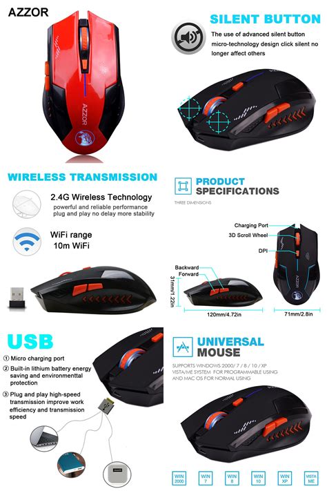 Visit To Buy Azzor Rechargeable Wireless Illuminate Computer Mouse