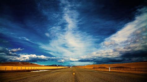 Road Blue Sky Clouds The Distance Wallpaper Travel And World