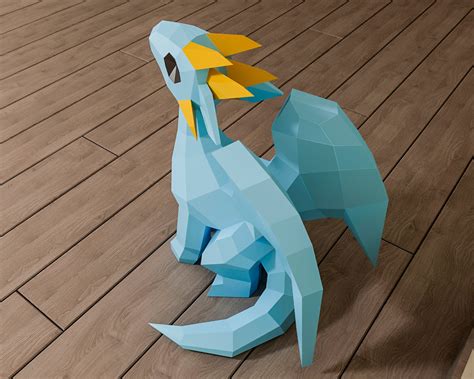 Simple Blue Dragon Papercraft Template Kaydensz