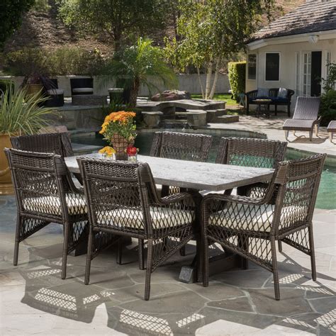 Perfect for outdoor furniture and is the least expensive type of furniture frame to make because of an abundance of aluminum. Best Selling Home Onix 7 Piece Wicker Patio Dining Set ...