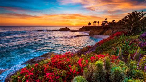Tropical Beach Wallpaper Laguna Beach California Sunset 1920x1080