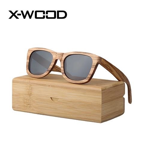 X Wood Zebra Wood Polarized Sunglasses Men Women Vintage Designer Square Wooden Sunglasses Men
