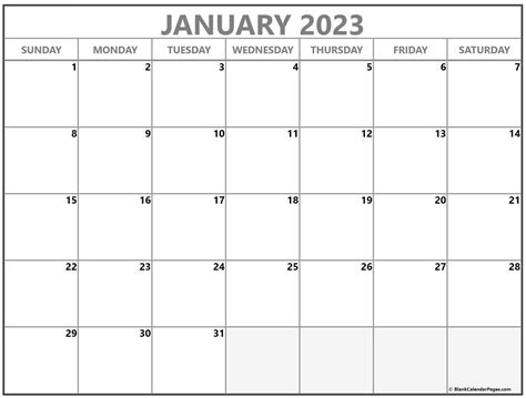 Free Printable January 2023 Calendar 12 Templates January Monday 2023