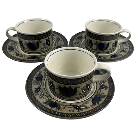 Mikasa Intaglio Arabella Flat Cups And Saucers Set Of 3 Etsy