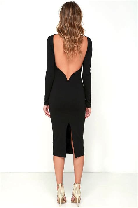 Sexy Black Midi Dress Backless Dress Bodycon Dress