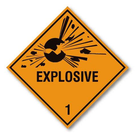 Explosive 1 Hazard Diamond Labels