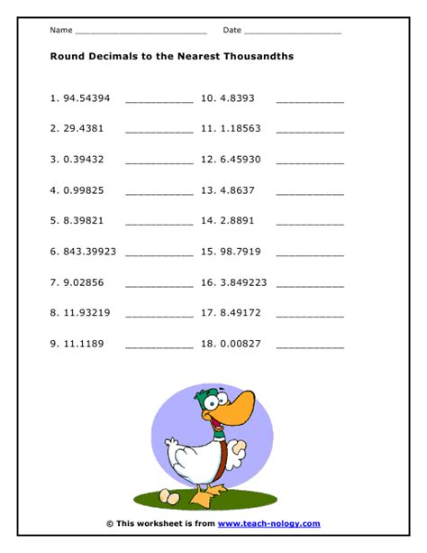 Round Decimals to the Nearest Thousandths