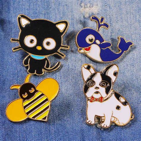 Cute Enamel Animals Pins Funny Cat Kitty Dog Whale Bee