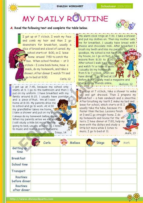 English Worksheets My Daily Routine The 1st 45 Minute Lesson Of 2