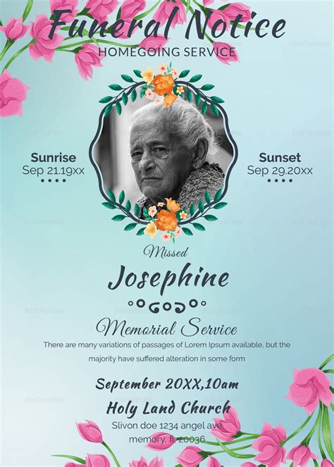 Happy Leaving Funeral Notice Template in Adobe Photoshop, Microsoft Word